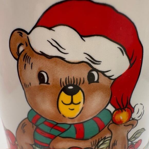 Toscany Collection Teddy Bear in Santa Hat Christmas Mug/Cup Stoneware 1980s VTG - Picture 6 of 16